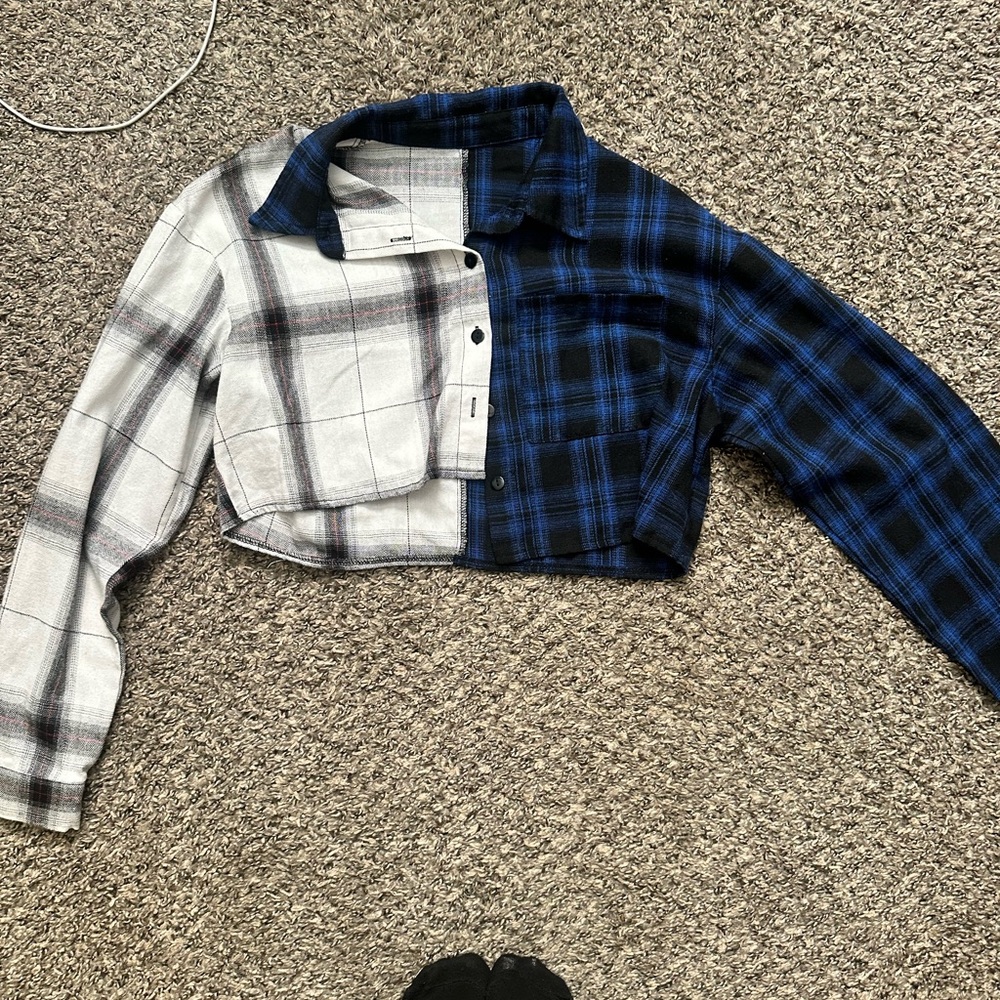 Kids Plaid Button-Up Shirt - Blue and White